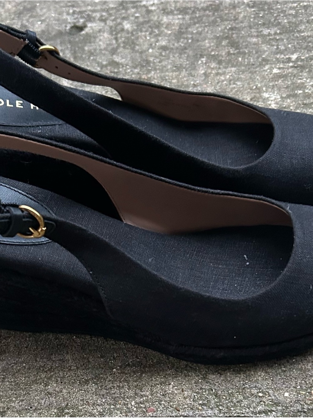 Cole Haan Black Canvas Slingback Espadrille Flats - Picture 2 of 5